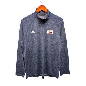 Adidas Men's Large Ultimate Tee Quarter Zip Pullover Blue Heather USA Soccer